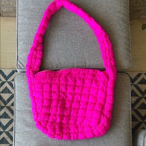 Hot Pink Quilted Shoulder Bag
